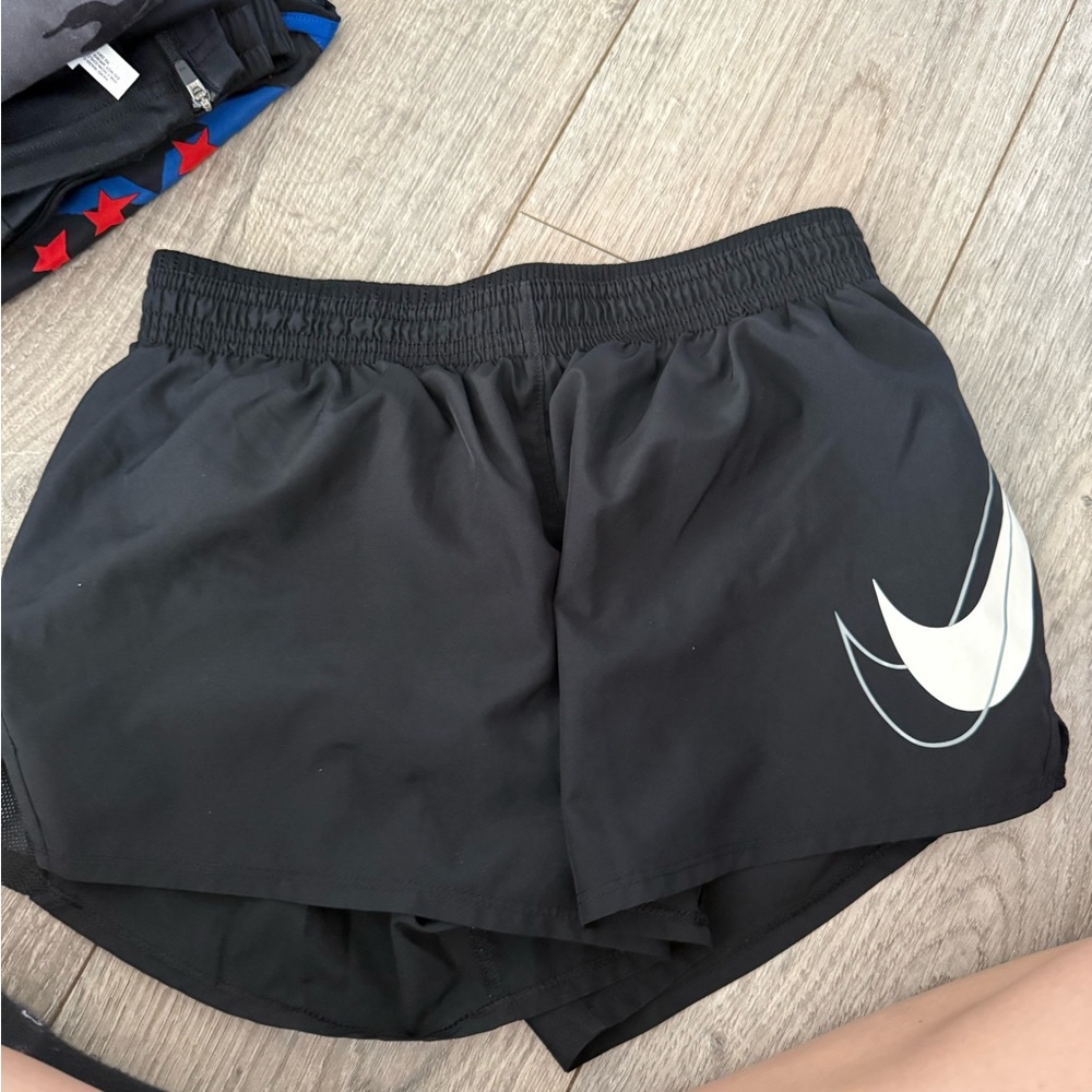 Nike Women's Black and White Athletic Shorts